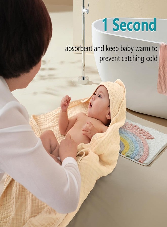 بي أتش إف منشفتان للأطفال من PHF، مصنوعتان من قطن الموسلين بنسبة 100%، منشفة استحمام للأطفال حديثي الولادة والرضع والأطفال الصغار، فائقة النعومة والامتصاص، مناشف استحمام أساسية للأطفال للأولاد والبنات، مقاس 32 × 32 بوصة، بيج وأخضر - Image 5